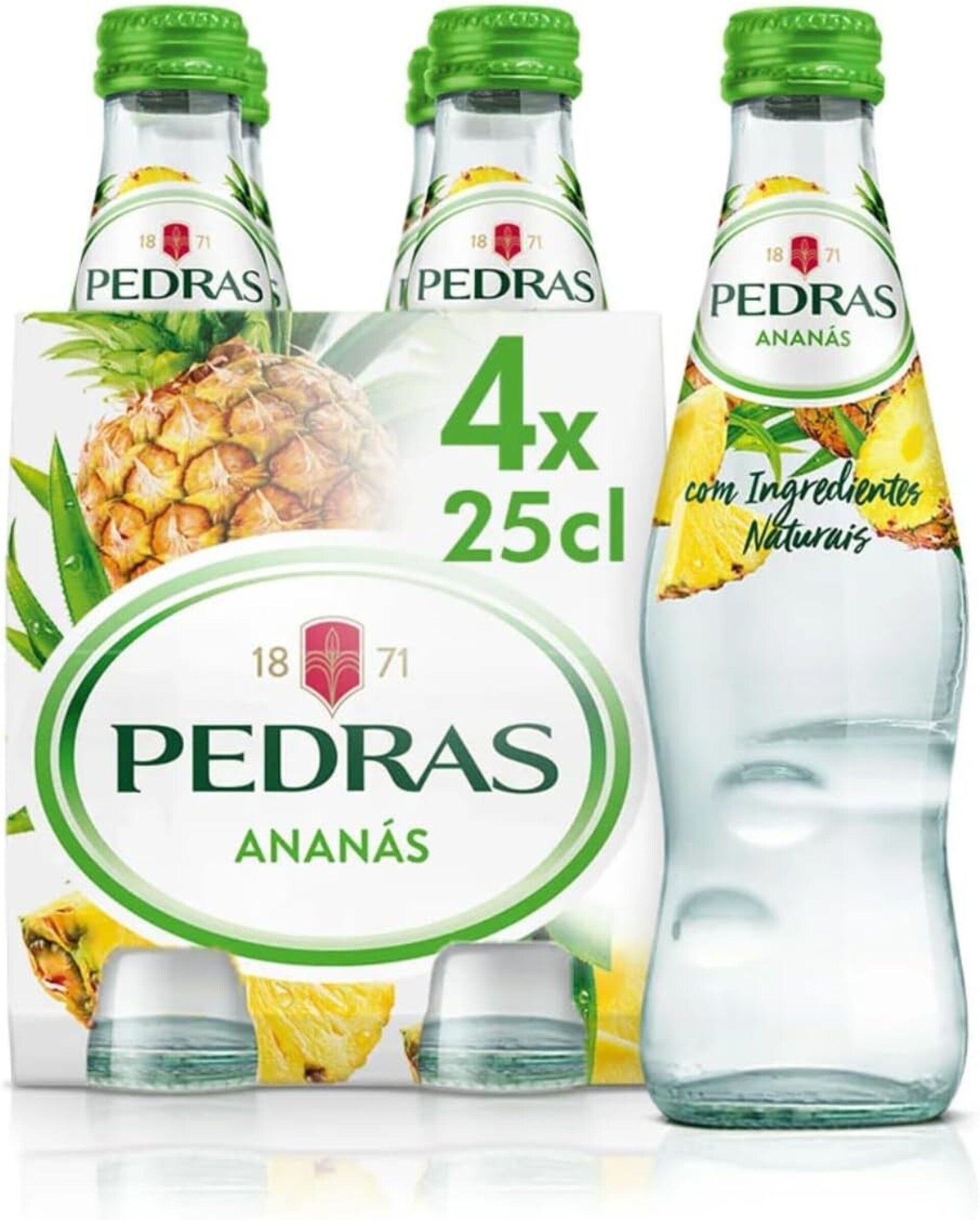Agua con Gas con Sabor a Piña Pedras – Pack 4x25cl | Refresco Natural,Sin Azúcar - 1
