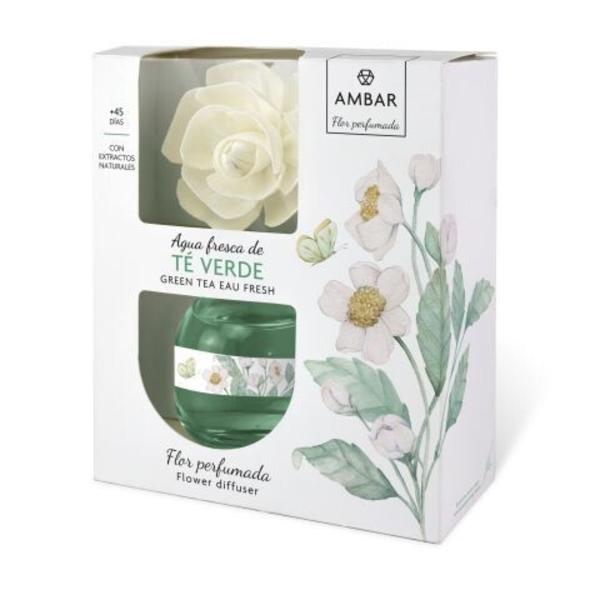 Ambar Botanic Ambientador pack Floral y Fresco con rosa, Azahar, Pétalo,te verde - 3