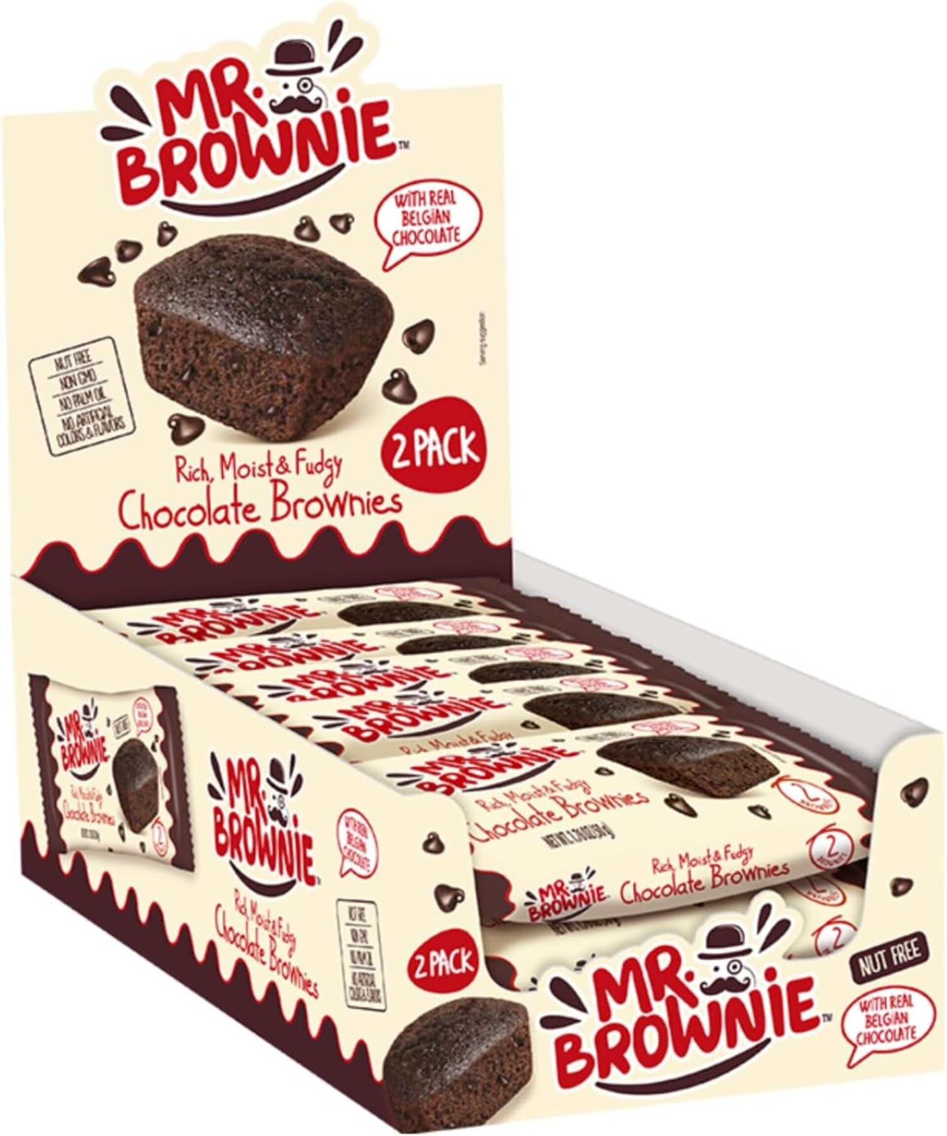 Mr. Brownie® | 24 Brownies al Cioccolato | Brownies Bipack - 12 x 50 Gr | Merend - 1