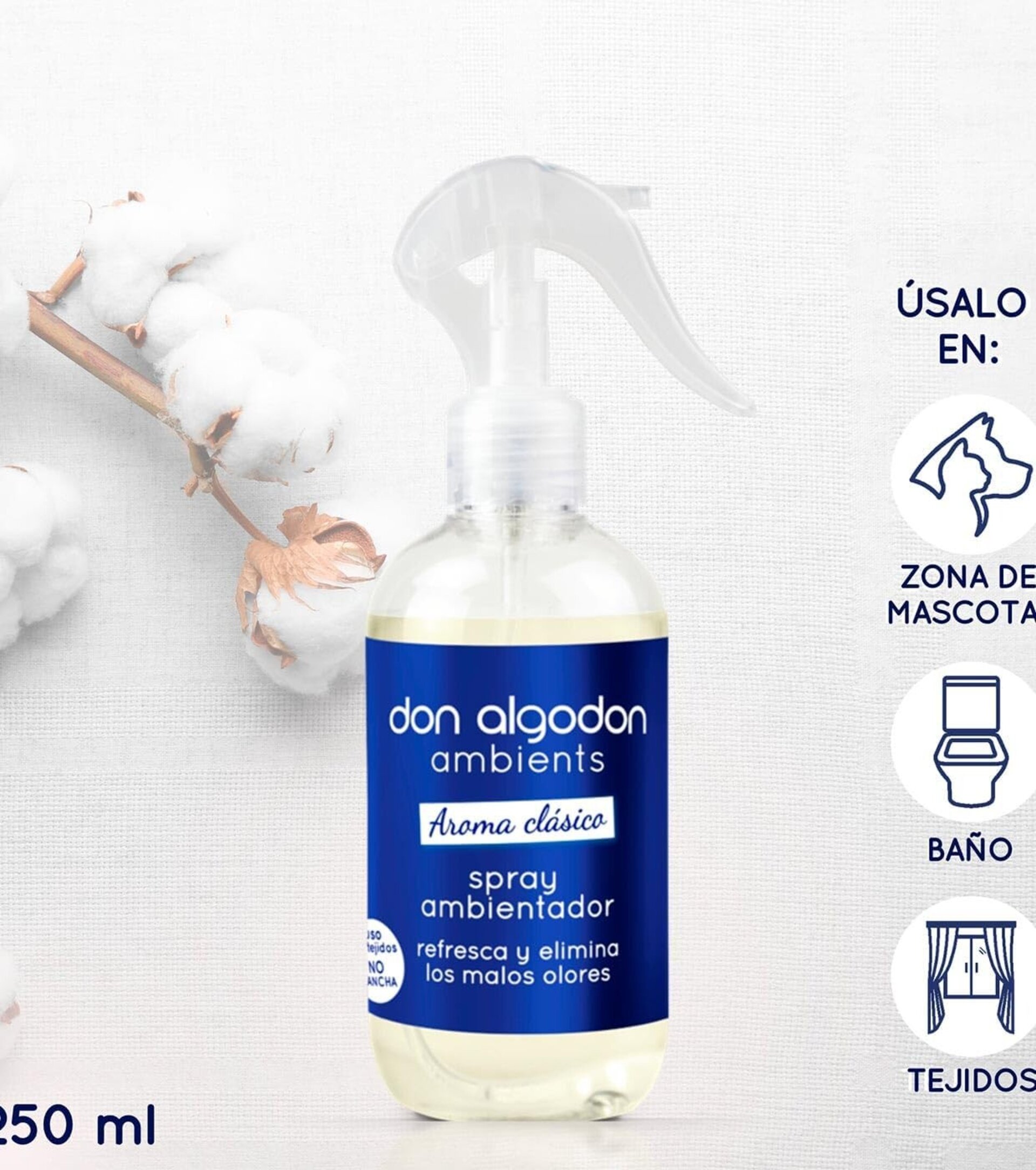 Don Algodón Ambients Spray Ambientador Aroma Clásico 250ml – Pack de 4 Unidades - 3