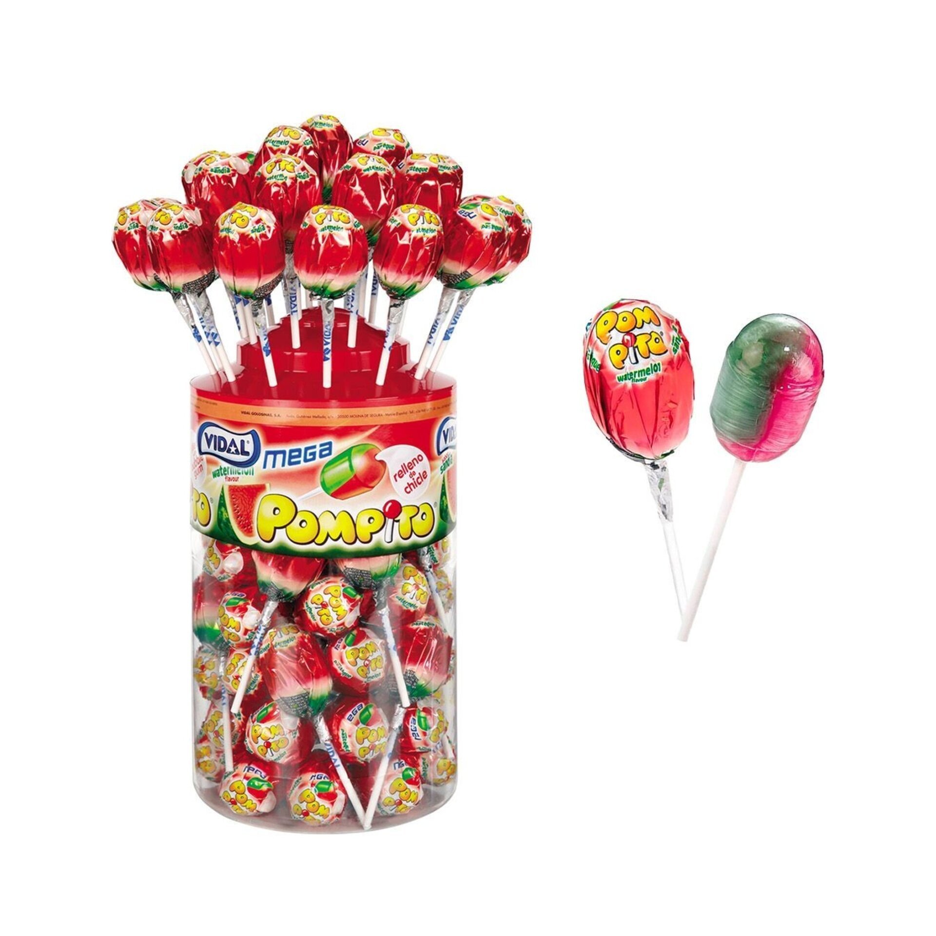 Mega Pompito Fresa tarro 1,1 Kg VIDAL - 1
