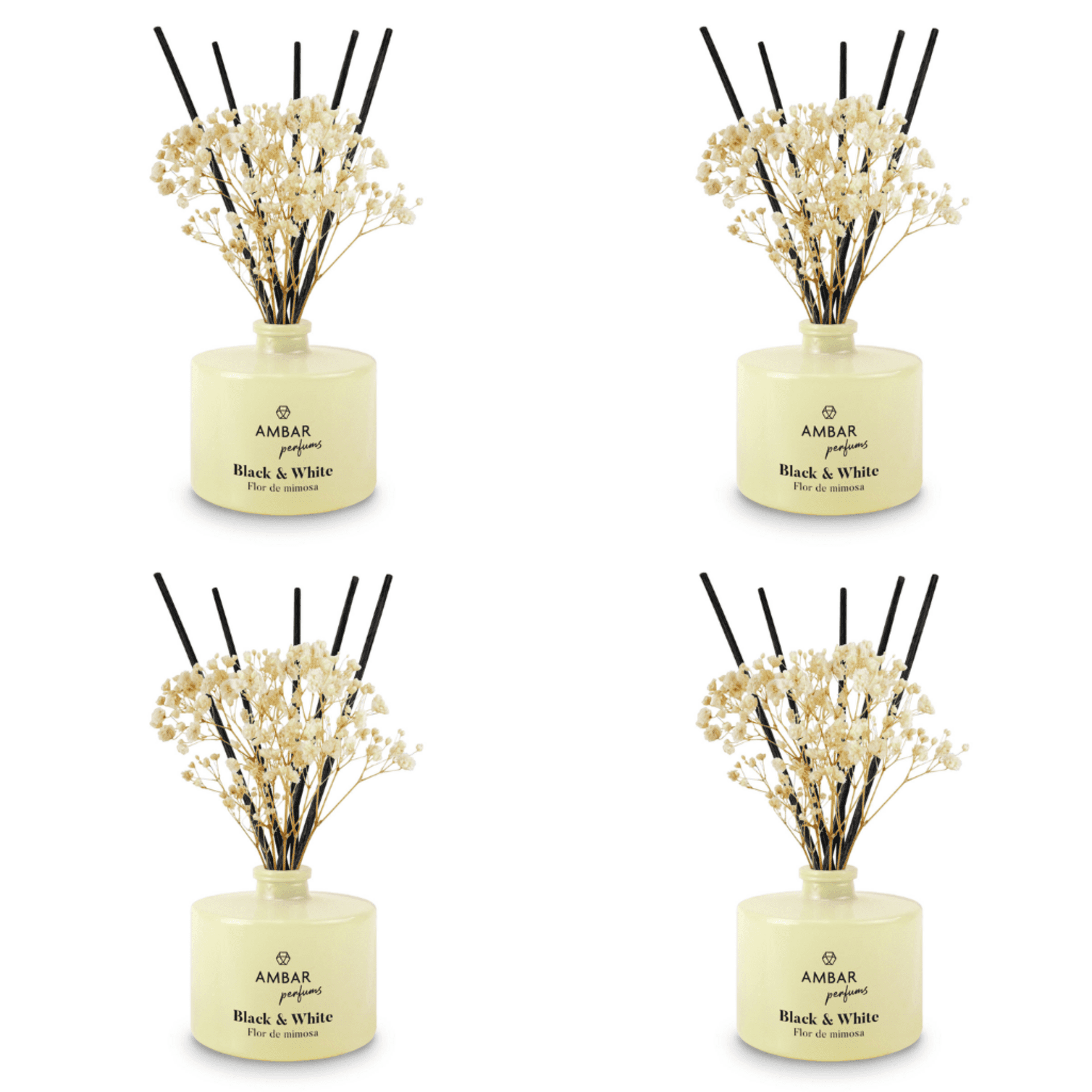Ambientador Mikado Ámbar Black & White Mikado Flor de Mimosa - Pack de 4 x 40ml - 2