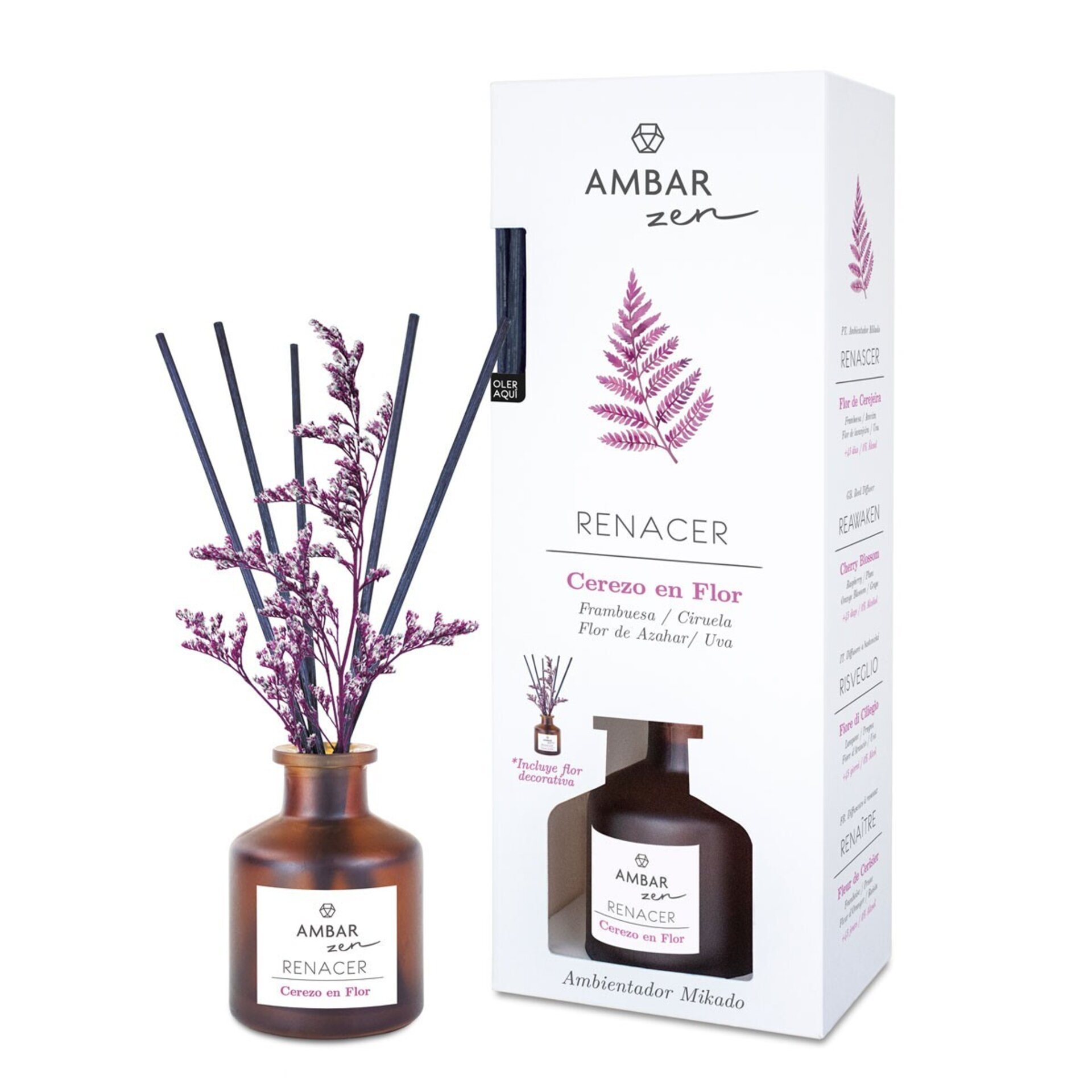 Mikado Ambientador Ambar Zen : Té Chai, Palo Santo, Ámbar Cedro y Cerezo en flor - 4