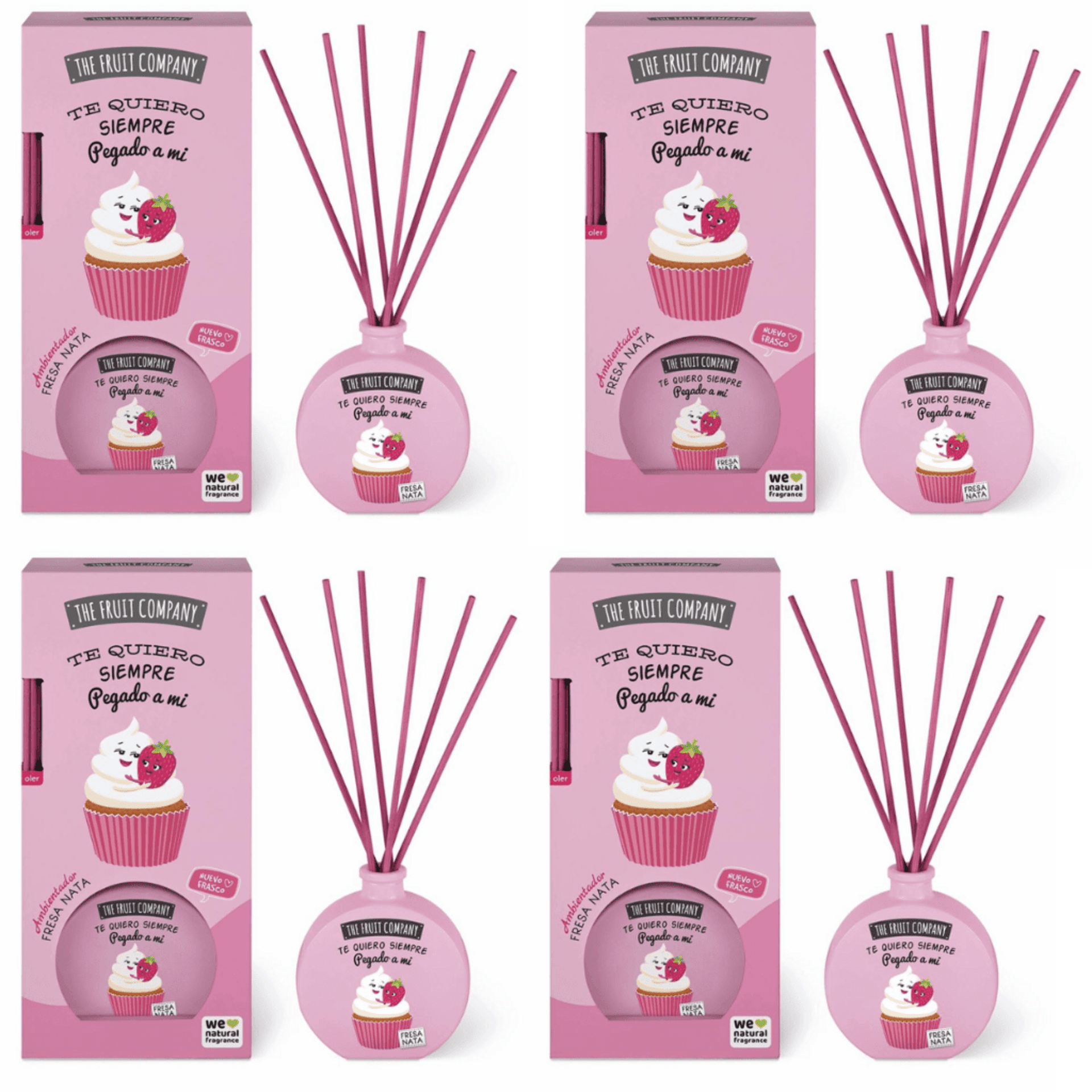 The Fruit Company Mikado Varillas Ambientador Fresa y Nata – Pack de 4 | Difusor - 1
