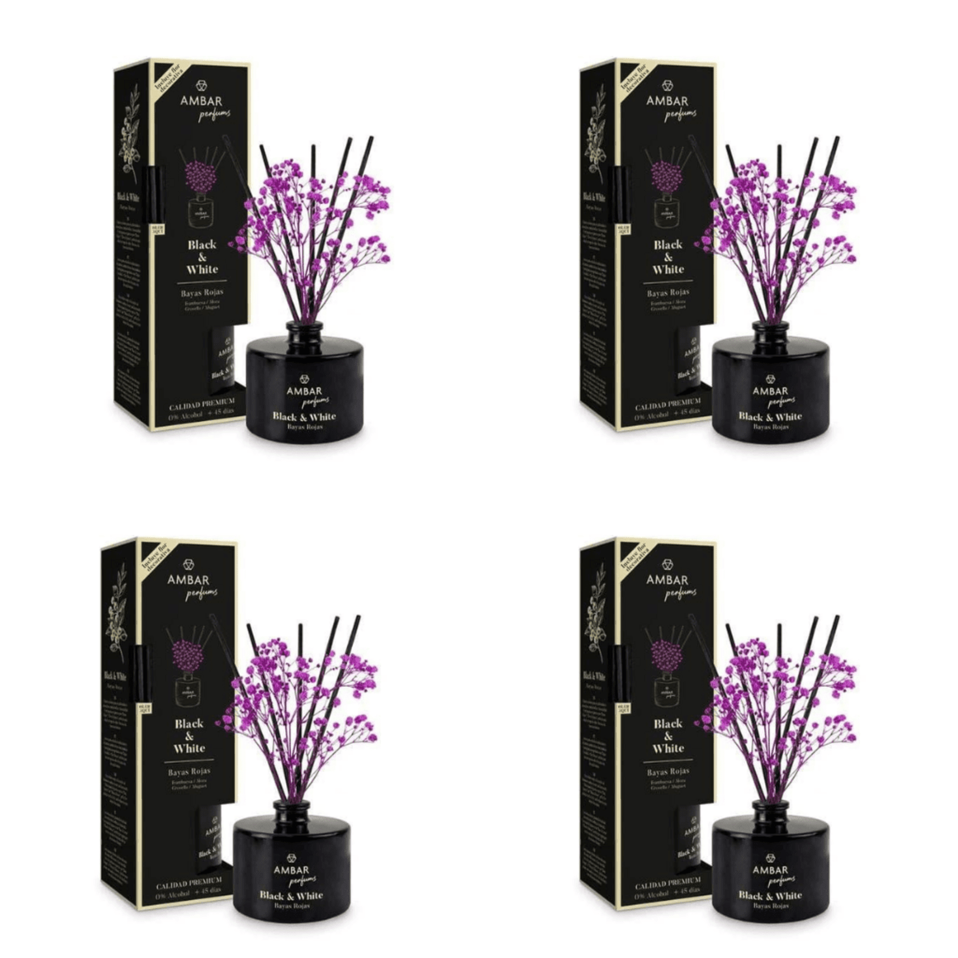 Ambientador Mikado Ámbar Black & White Mikado Flor de Mimosa - Pack de 4 x 40ml - 3