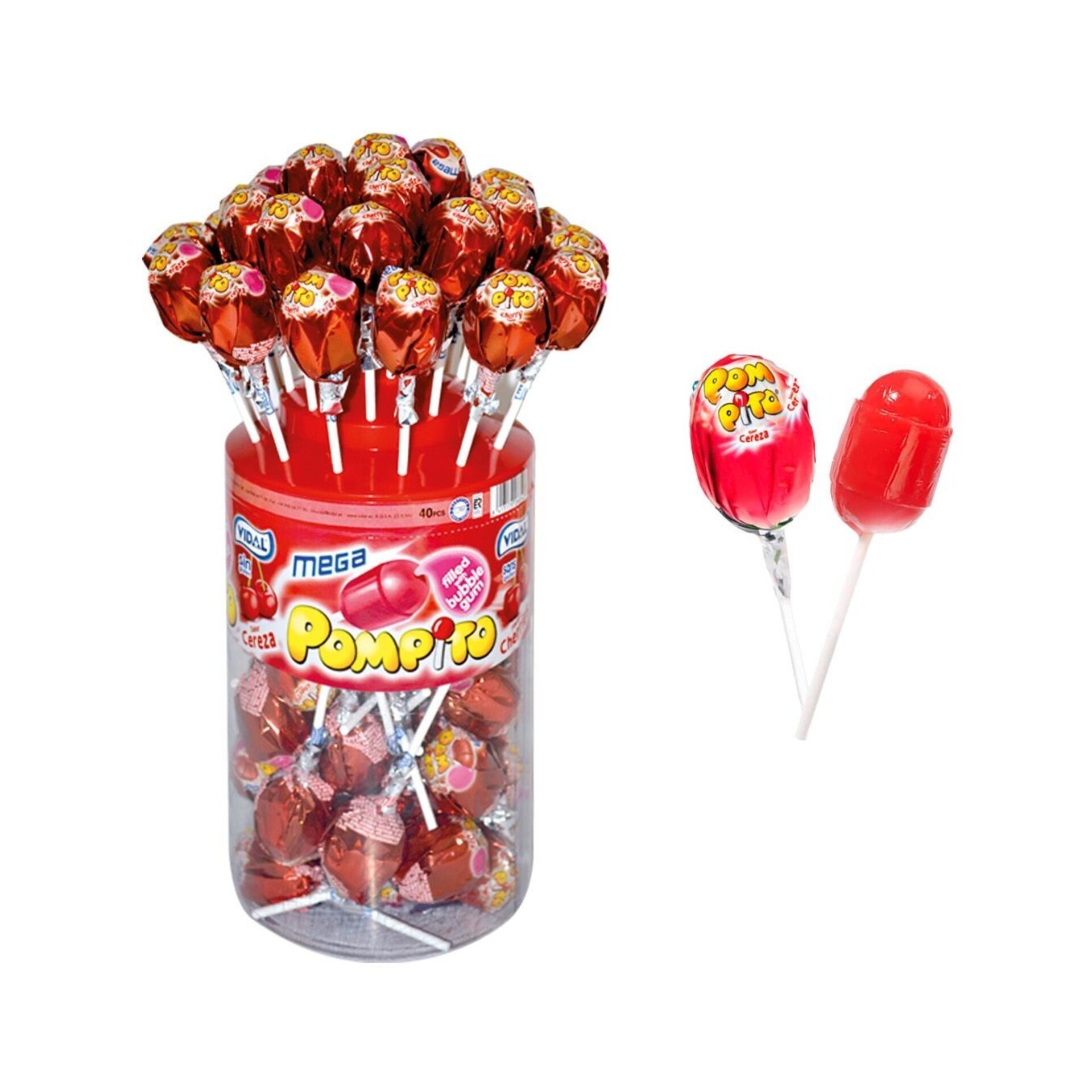 Mega Pompito Fresa tarro 1,1 Kg VIDAL - 2