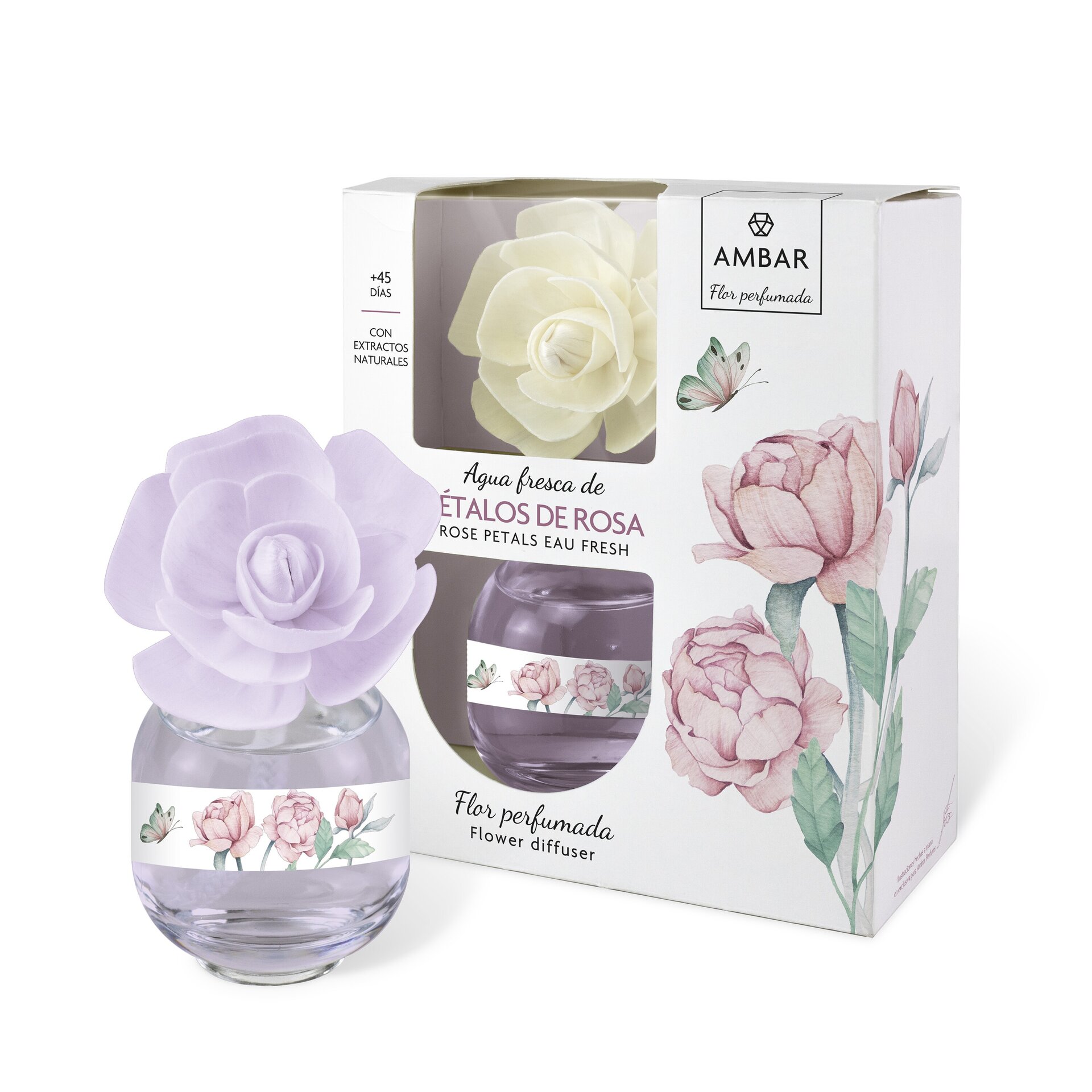 Ambar Botanic Ambientador pack Floral y Fresco con rosa, Azahar, Pétalo,te verde - 4